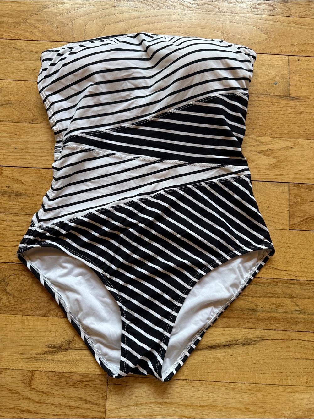 Women’s Black & White Striped One-Piece Swimsuit
